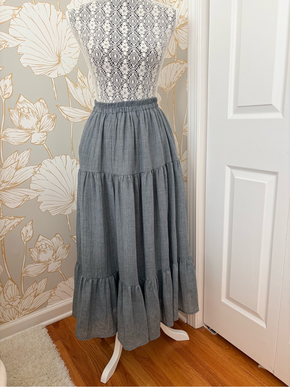 Casual Tiered Maxi Skirt in Slate Grey - Picture 2 of 5